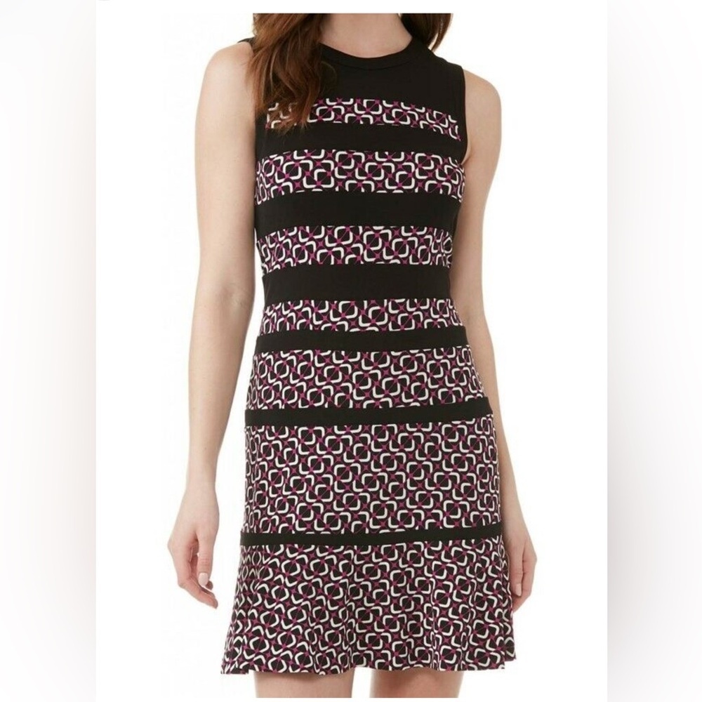 Michael Kors Womens Geometric Print Shift Dress Size L Casual Stylish - Picture 1 of 8